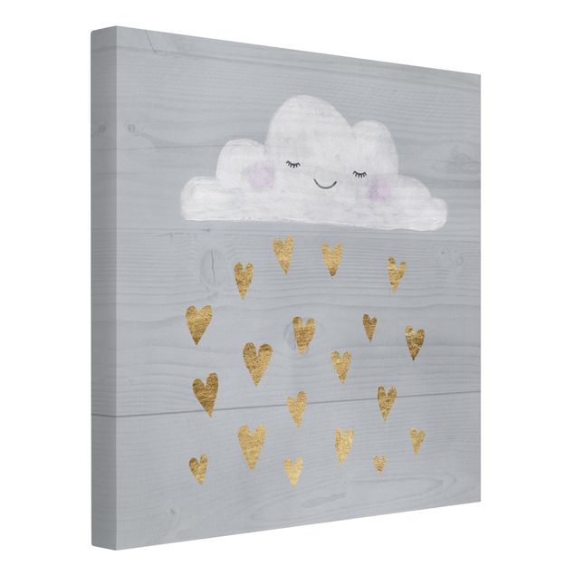 Cuadros para salones grises Cloud With Golden Hearts