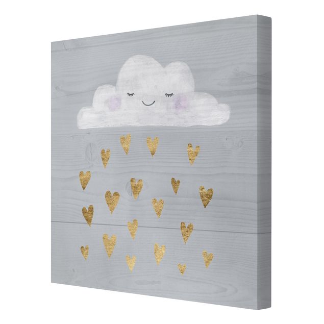 Lienzos decorativos Cloud With Golden Hearts