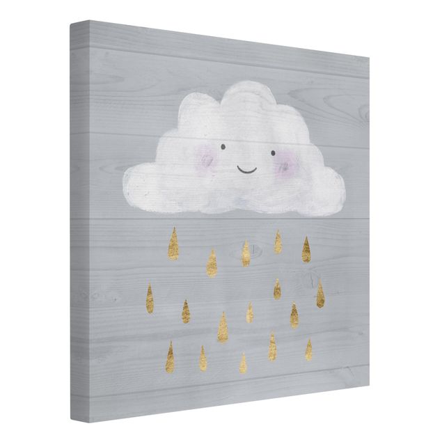 Cuadros para salones grises Cloud With Golden Raindrops