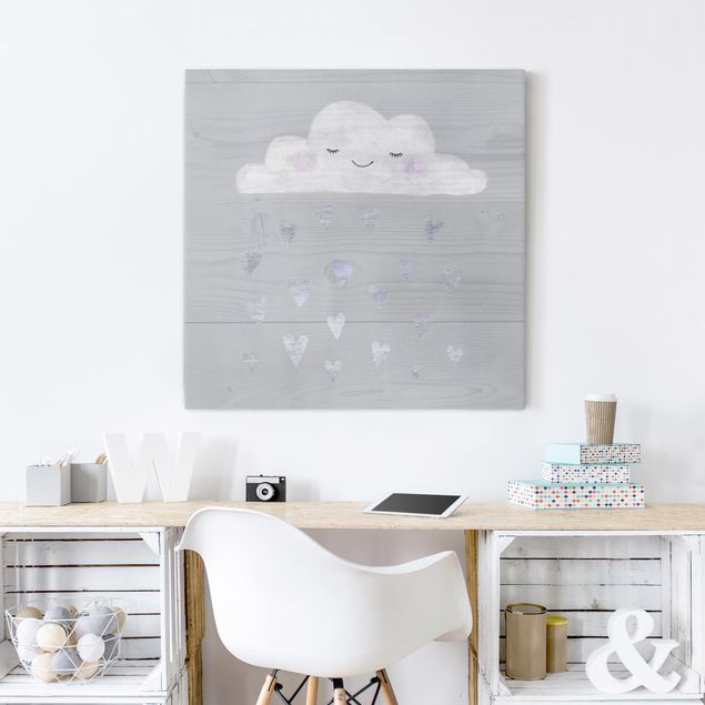 Cuadros decorativos modernos Cloud With Silver Hearts