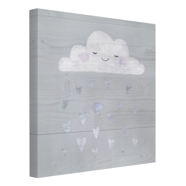 Cuadro gris Cloud With Silver Hearts