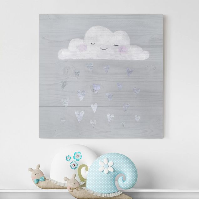 Decoración habitacion bebé Cloud With Silver Hearts