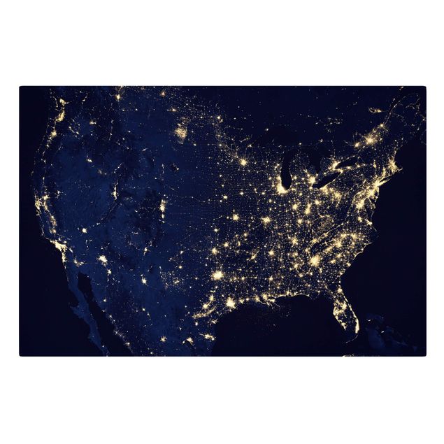 Cuadros negros NASA Picture USA From Space By Night