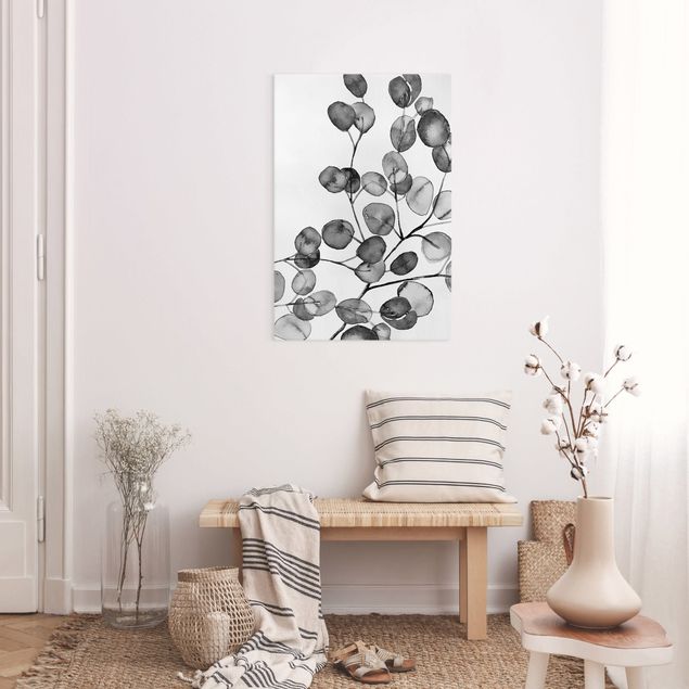 Cuadros en lienzo de flores Black And White Eucalyptus Twig Watercolour