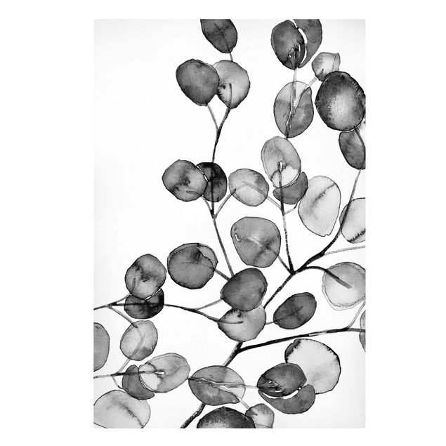 Cuadros modernos blanco y negro Black And White Eucalyptus Twig Watercolour