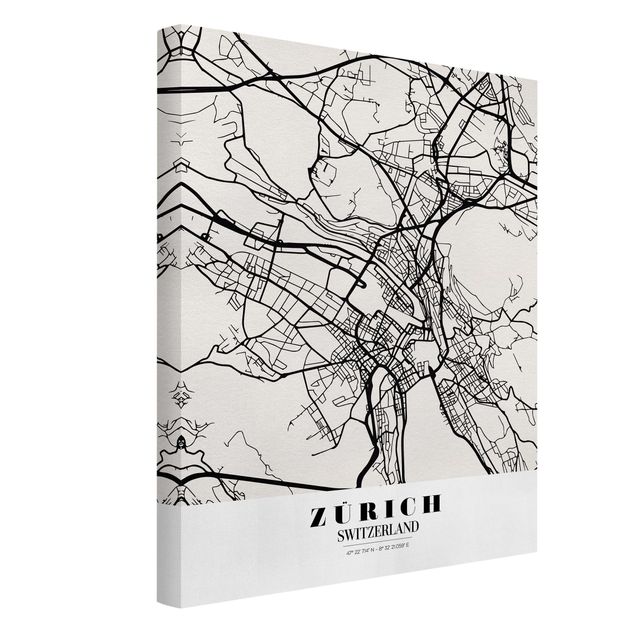 Cuadro mapa del mundo Zurich City Map - Classic
