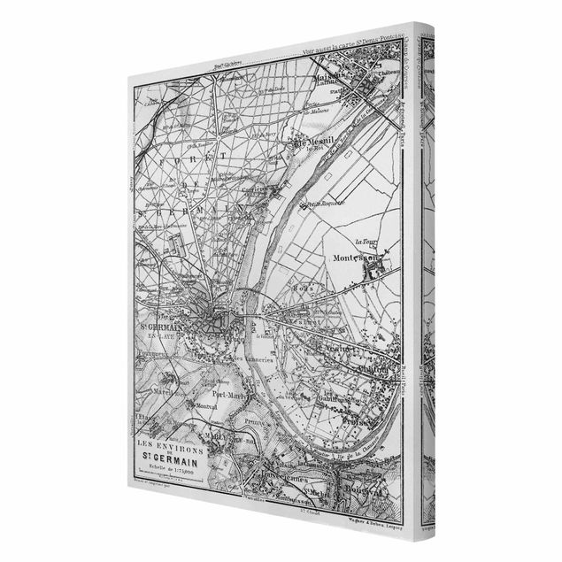 Lienzos de cuadros famosos Vintage Map St Germain Paris