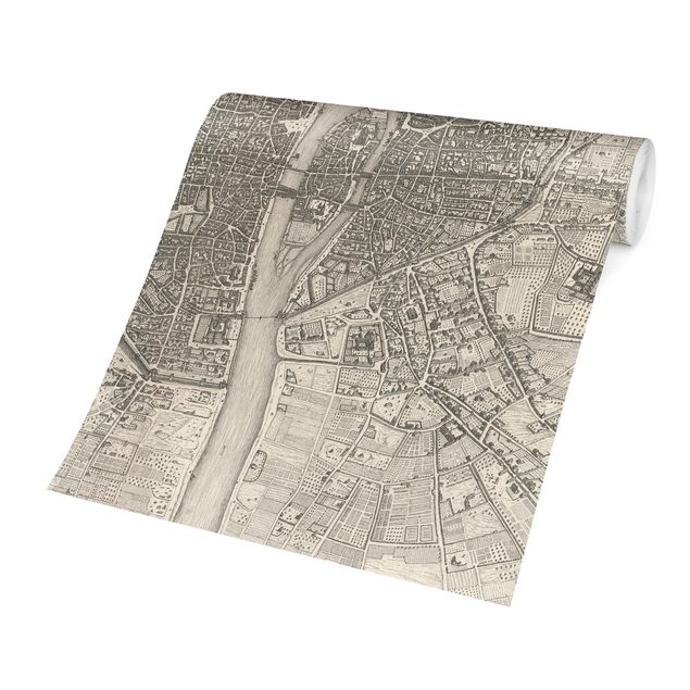 Papel pared mapamundi Vintage Map Paris