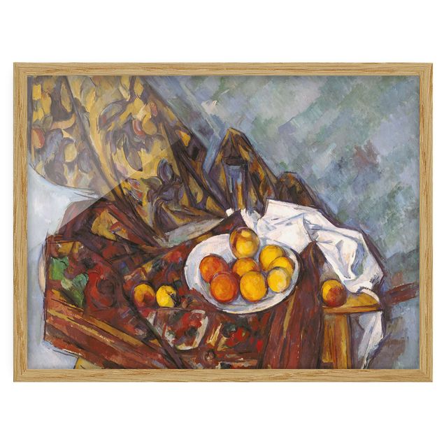 Estilo artístico Post Impresionismo Paul Cézanne - Still Life, Flower Curtain, And Fruits