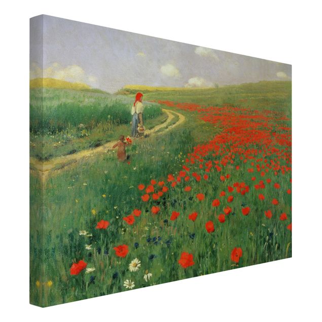 Cuadros famosos Pál Szinyei-Merse - Summer Landscape With A Blossoming Poppy