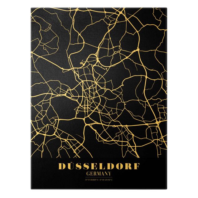 Lienzos Dusseldorf City Map - Classic Black