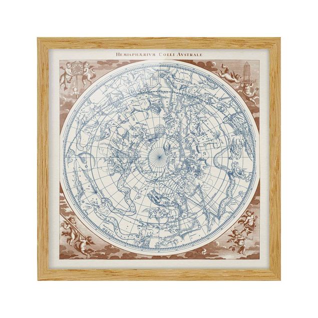 Cuadro de mapamundi Vintage Star Map Southern Hemissphere