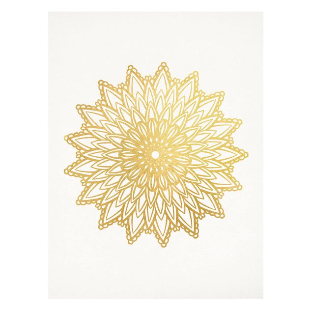 Cuadros modernos Mandala Sun Illustration White Gold