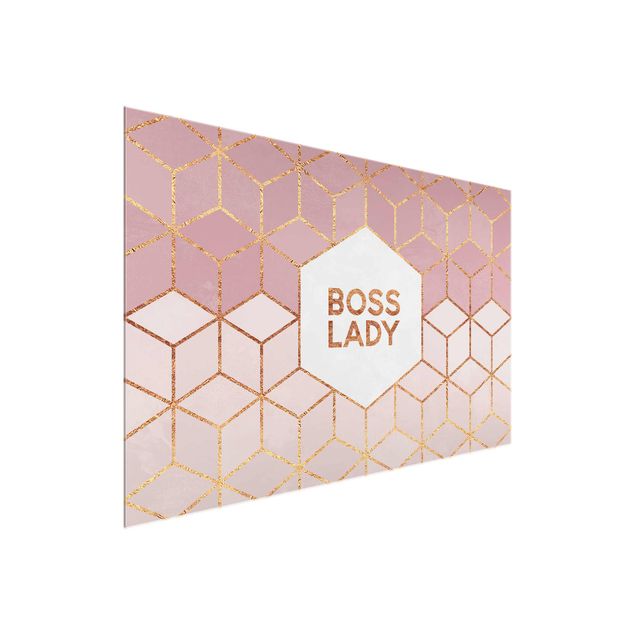 Cuadros de cristal abstractos Boss Lady Hexagons Pink