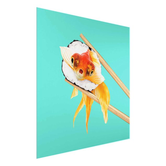 Cuadros de cristal animales Sushi With Goldfish