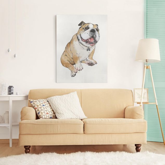 Lienzos de perros Illustration Dog Bulldog Painting