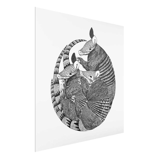 Cuadros de cristal animales Illustration Armadillos Black And White Pattern