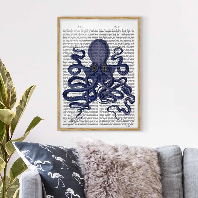 Pósters enmarcados con frases Animal Reading - Octopus
