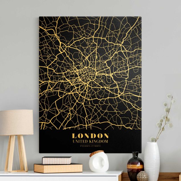 Lienzos de ciudades London City Map - Classic Black