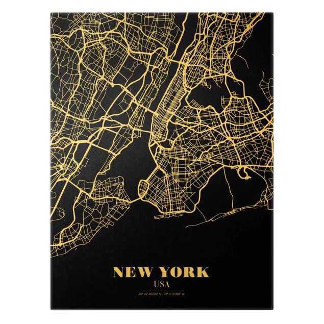 Cuadro negro New York City Map - Classic Black