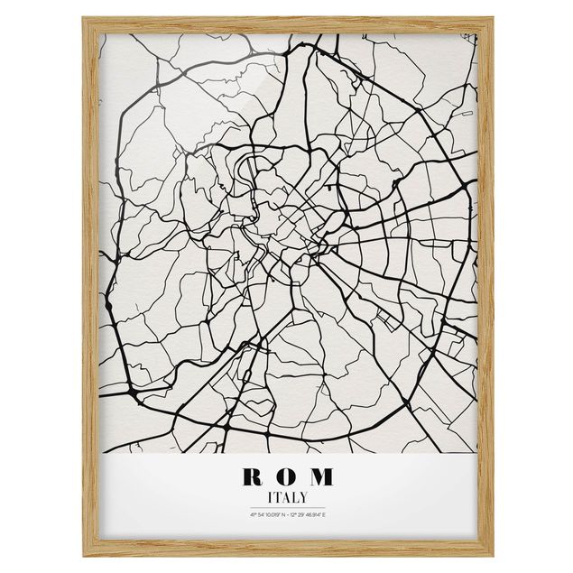Pósters enmarcados con frases Rome City Map - Classical