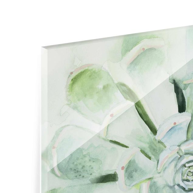 Tableros magnéticos de vidrio Succulent Plant Watercolour Light Coloured