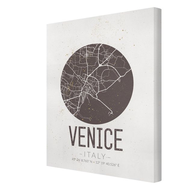 Cuadros marrón Venice City Map - Retro