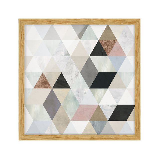 Cuadros retro Watercolour Mosaic With Triangles I