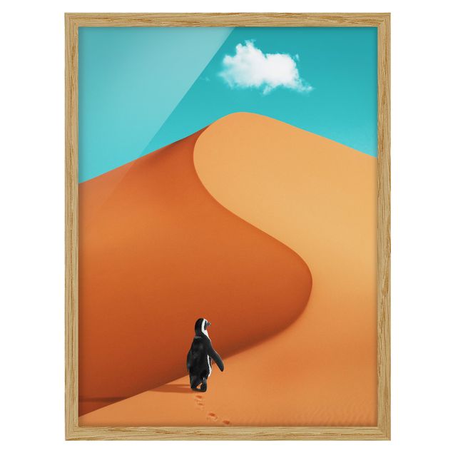 Pósters enmarcados de paisajes Desert With Penguin