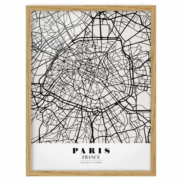 Pósters enmarcados de mapamundi Paris City Map - Classic