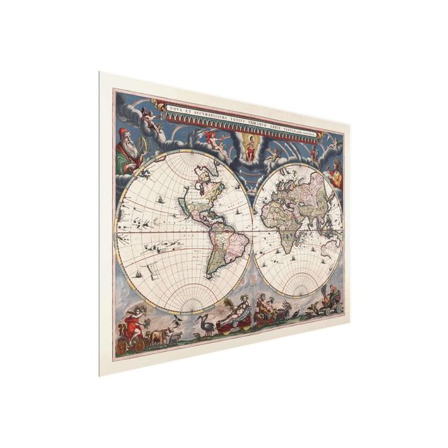 Cuadros retro Historic World Map Nova Et Accuratissima Of 1664