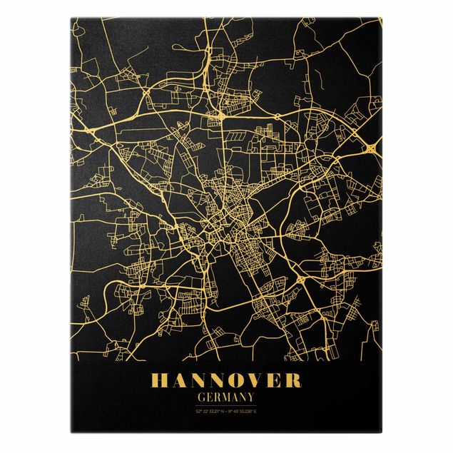 Cuadros modernos Hannover City Map - Classic Black