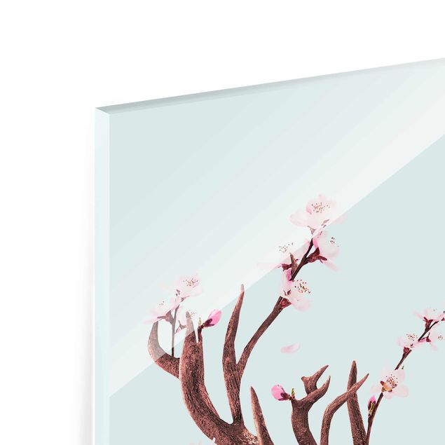 Cuadros azul turquesa Deer With Cherry Blossoms