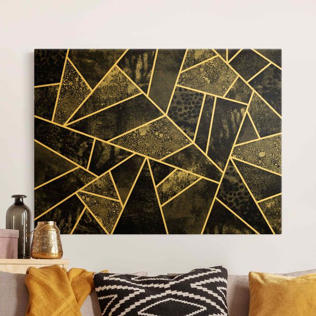 Lienzos de cuadros famosos Golden Geometry - Grey Triangles