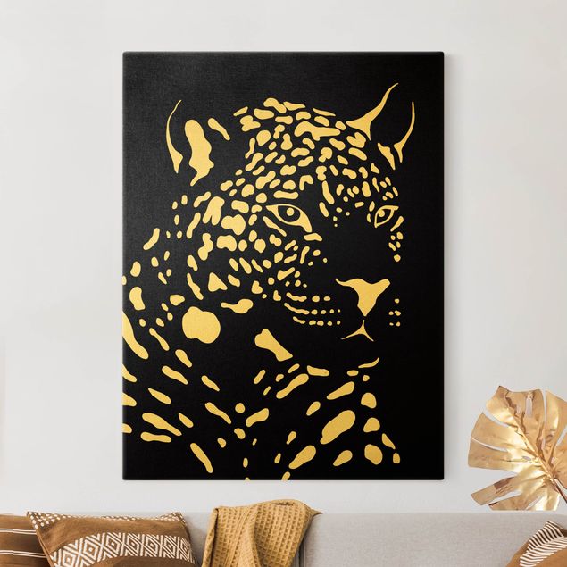 Decoración en la cocina Safari Animals - Portrait Leopard Black