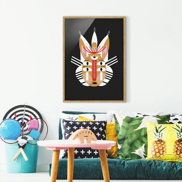 Pósters enmarcados de cuadros famosos Collage Ethno Mask - Rabbit
