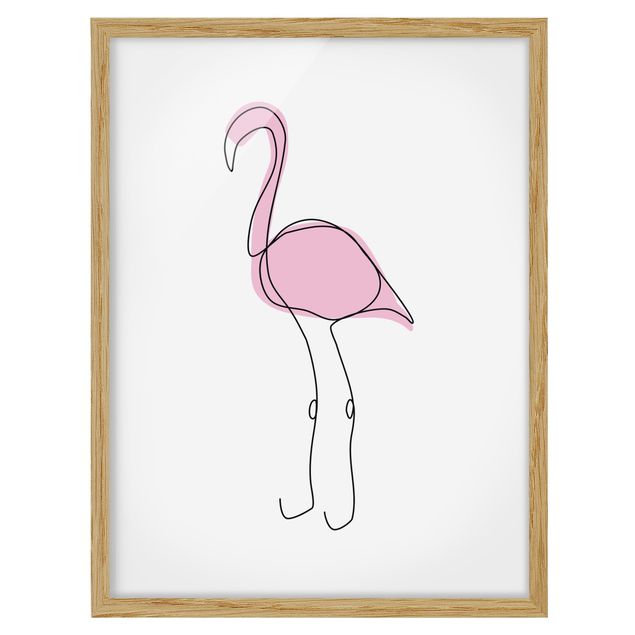 Cuadros animales Flamingo Line Art