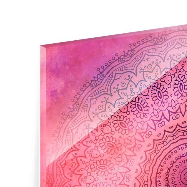 Tableros magnéticos de vidrio Watercolour Mandala Light Pink Violet