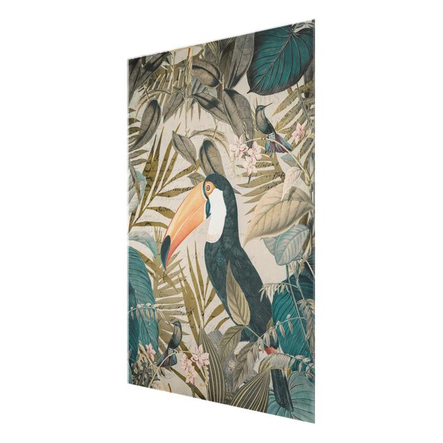 Cuadros turquesa Vintage Collage - Toucan In The Jungle