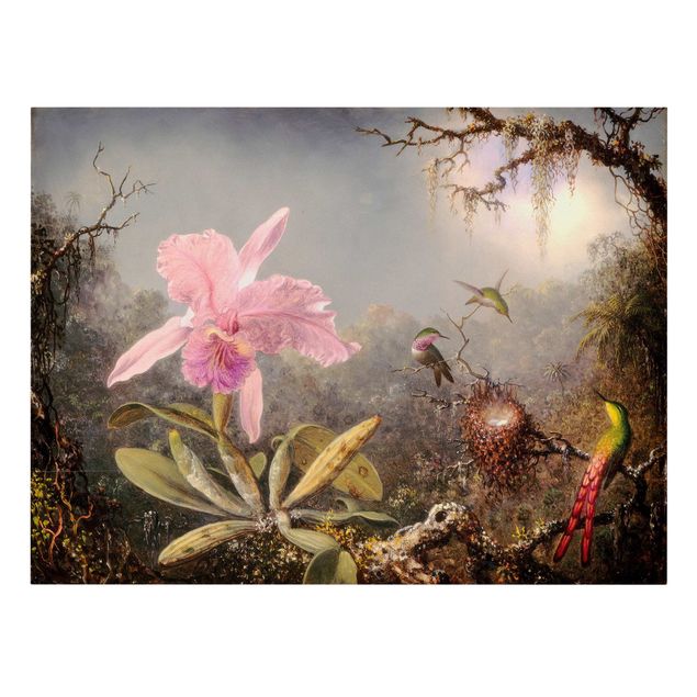 Reproducciones de cuadros Martin Johnson Heade - Orchid And Three Hummingbirds