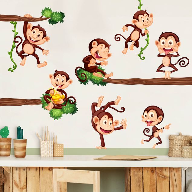 Vinilos de pared monos Monkey family