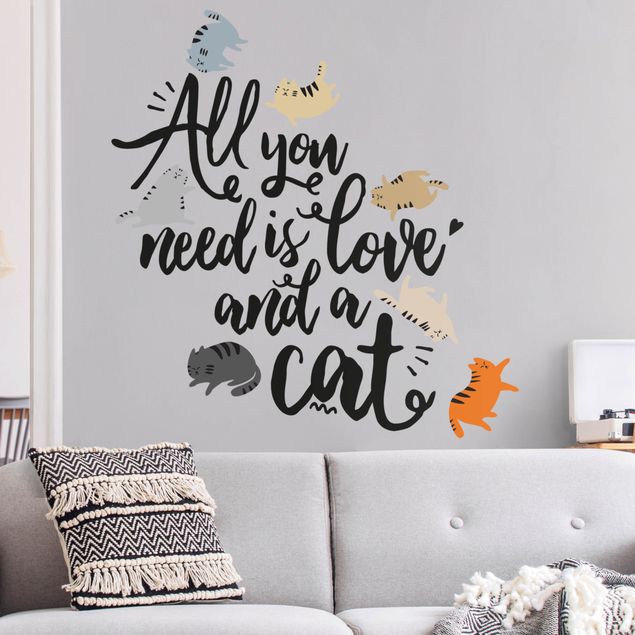 Vinilos pared frases motivadoras All You Need Is Love And A Cat