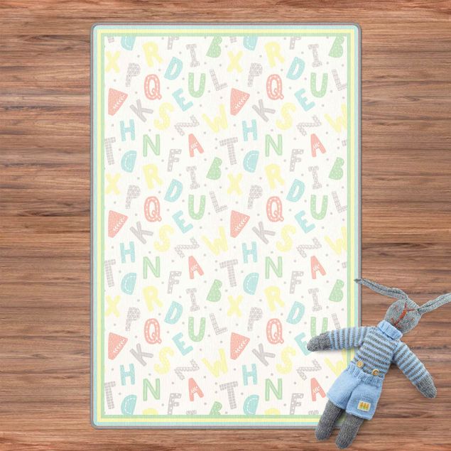Alfombra colores pastel Alphabet In Pastel Colours With Frame