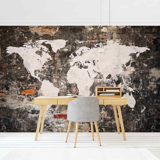 Papeles pintados industriales Old Wall World Map