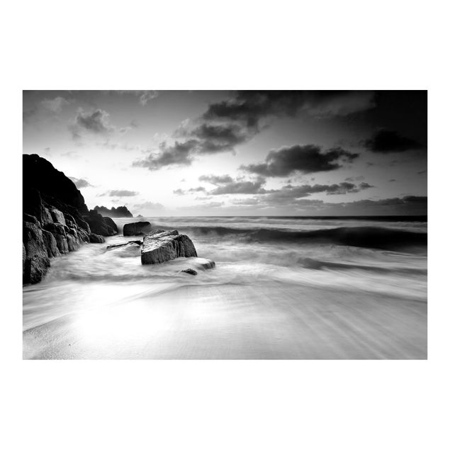 Papel pintado paisajes At The Ocean In Cornwall Black And White
