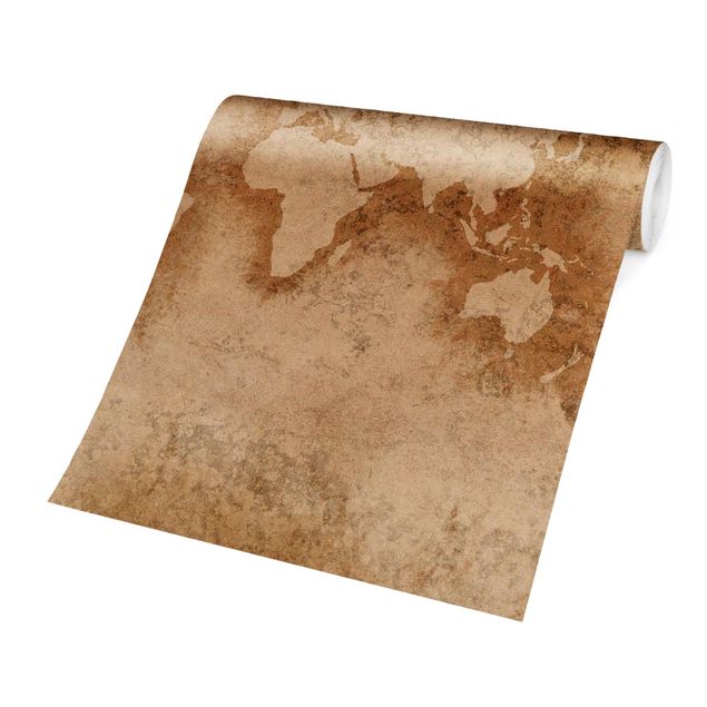 Papel pintado beige Antique World Map