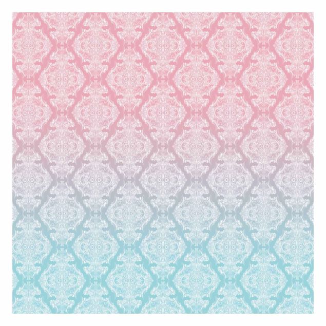 Papel pintado Watercolour Baroque Pattern With Blue Pink Gradient