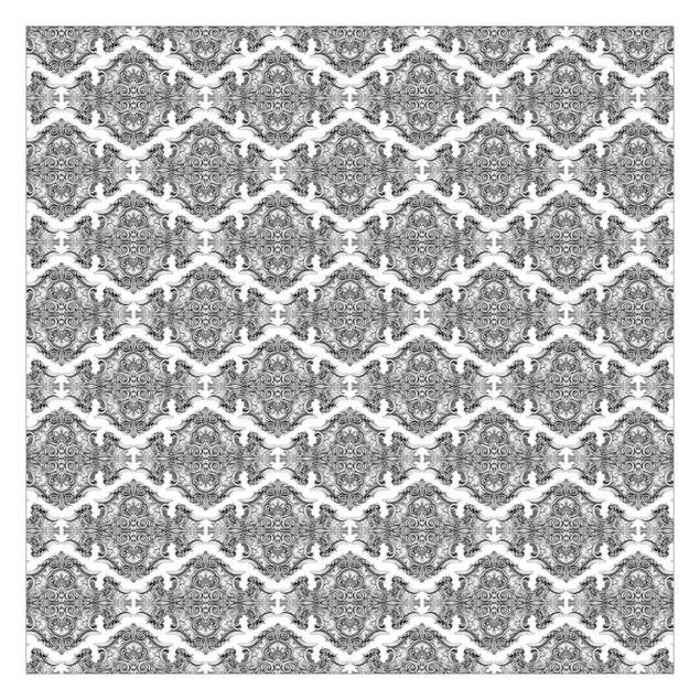 Papel pared gris Watercolour Baroque Pattern With Ornaments In Gray