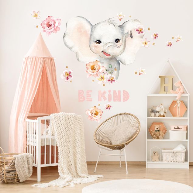 Vinilo pared frase Watercolor Elephant - Be child