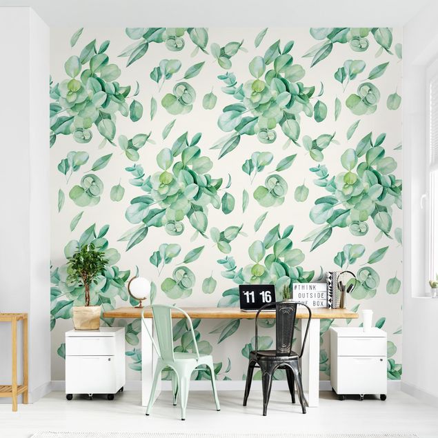 Papel pintado con patrones Watercolour Eucalyptus Bouquet Pattern